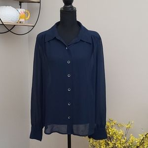 Premise NTW Dark navy blue button down top